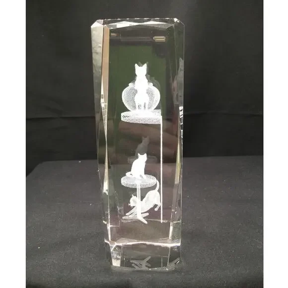 3D crystal Holographic Photo 3 Cats Playing - Picture 4 of 6